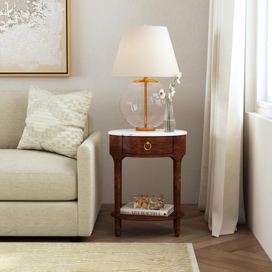 Butler Specialty Company - Ellen Marble Nightstand, Medium Brown - 5626140