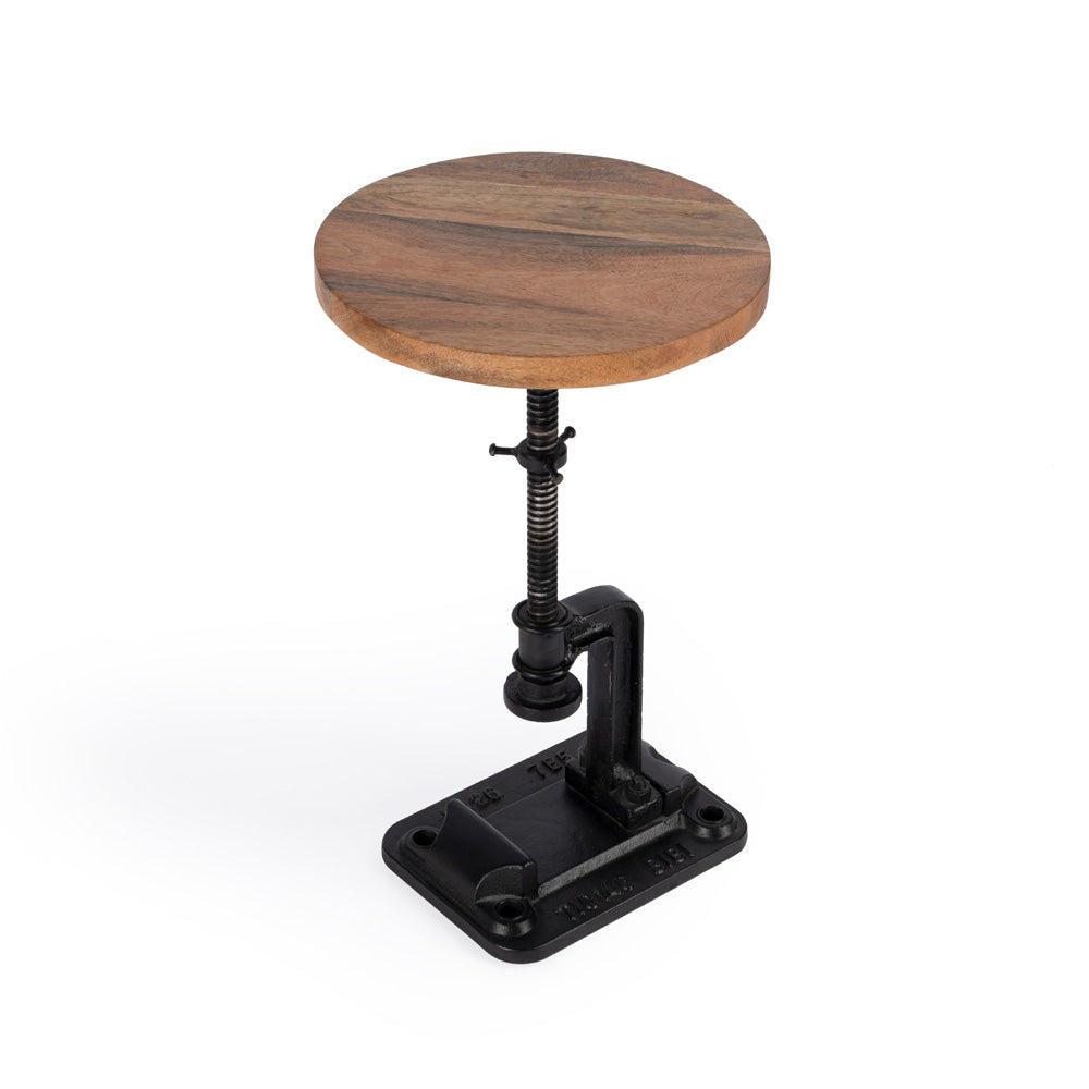 Butler Specialty Company - Ellis 18-23 in. H Round Metal & Wood Adjustable Height Pedestal Side table, Multi-Color - 2539312