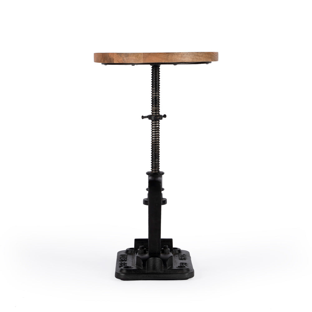 Butler Specialty Company - Ellis 18-23 in. H Round Metal & Wood Adjustable Height Pedestal Side table, Multi-Color - 2539312