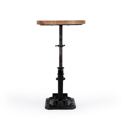 Butler Specialty Company - Ellis 18-23 in. H Round Metal & Wood Adjustable Height Pedestal Side table, Multi-Color - 2539312
