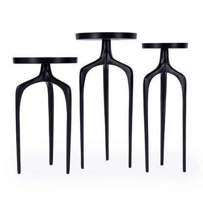 Butler Specialty Company - Emilie Outdoor Round Metal Set of 3 Scatter Tables, Black - 4421437