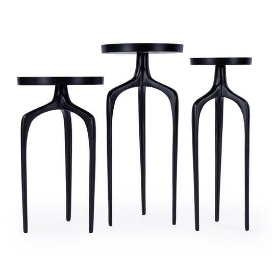Butler Specialty Company - Emilie Outdoor Round Metal Set of 3 Scatter Tables, Black - 4421437