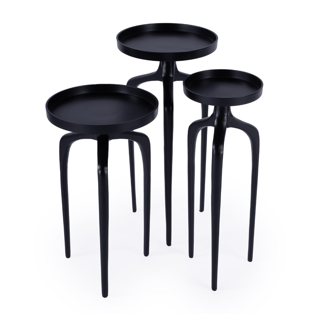 Butler Specialty Company - Emilie Outdoor Round Metal Set of 3 Scatter Tables, Black - 4421437