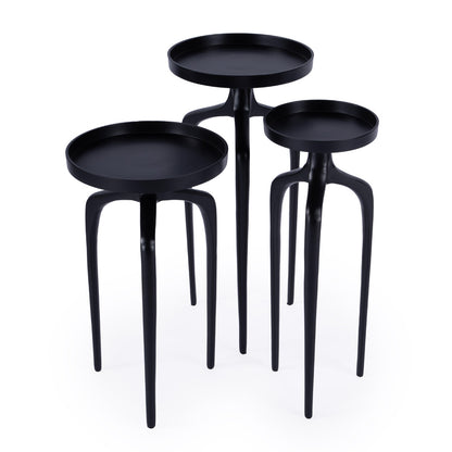 Butler Specialty Company - Emilie Outdoor Round Metal Set of 3 Scatter Tables, Black - 4421437