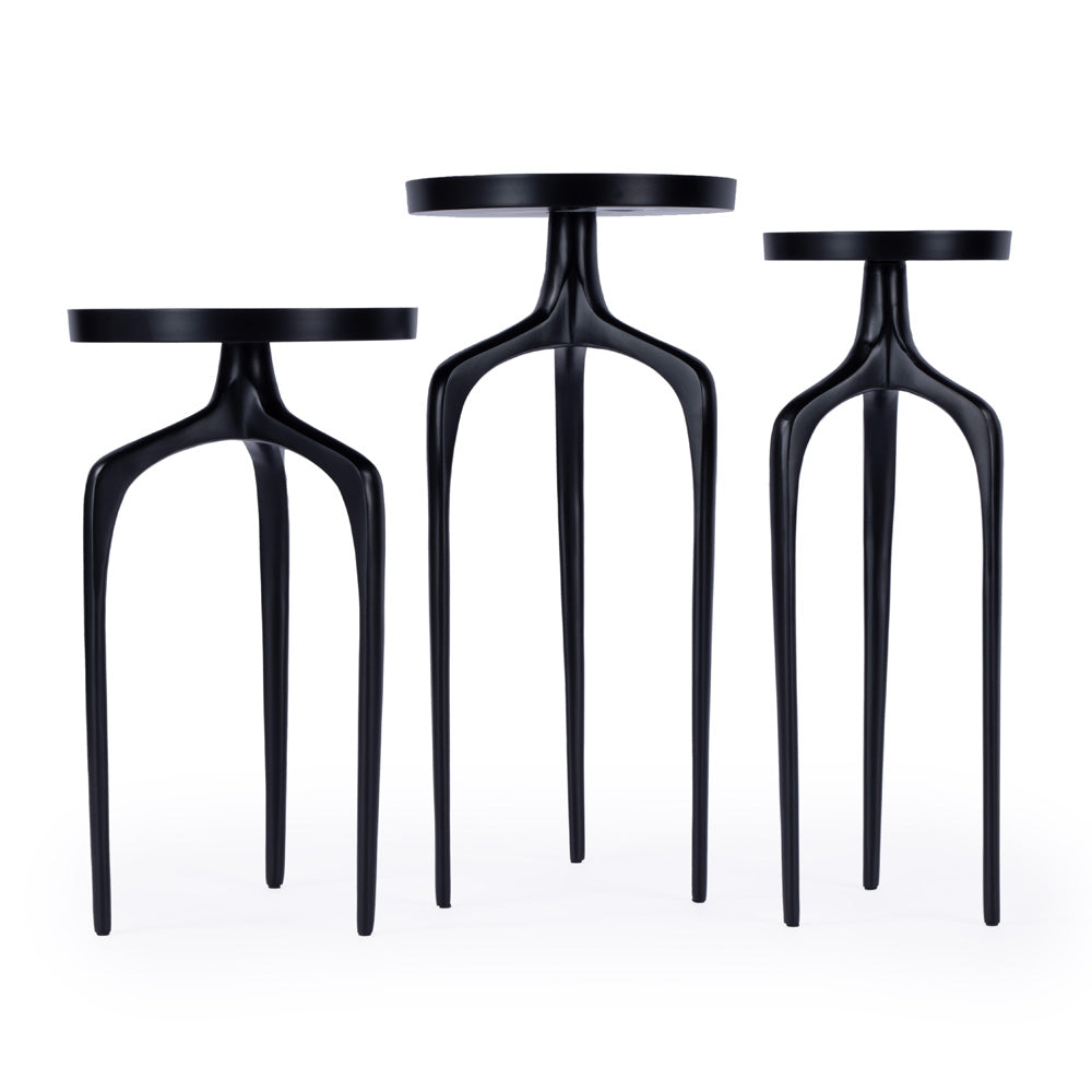 Butler Specialty Company - Emilie Outdoor Round Metal Set of 3 Scatter Tables, Black - 4421437