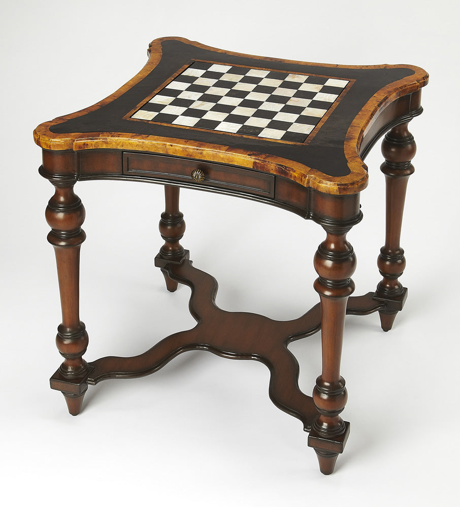Butler Specialty Company - Heritage - Enrique 28 in. W Square Wood & Stone 1 Drawer Game Table, Assorted - 2955070