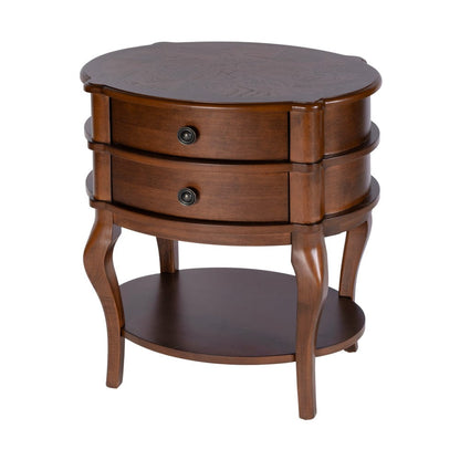 Butler Specialty Company - Ethel 25 in. W Oval Wood 2 Drawer Accent Table w Open Shelf, Brown - 6244024 view 1