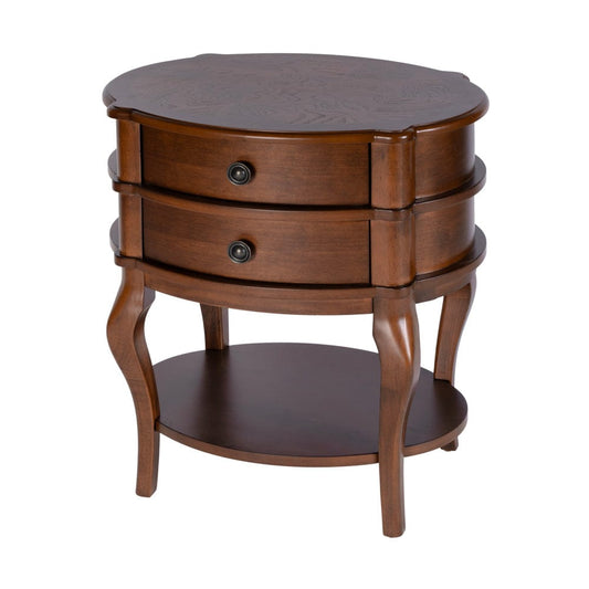 Butler Specialty Company - Ethel 25 in. W Oval Wood 2 Drawer Accent Table w Open Shelf, Brown - 6244024 view 1