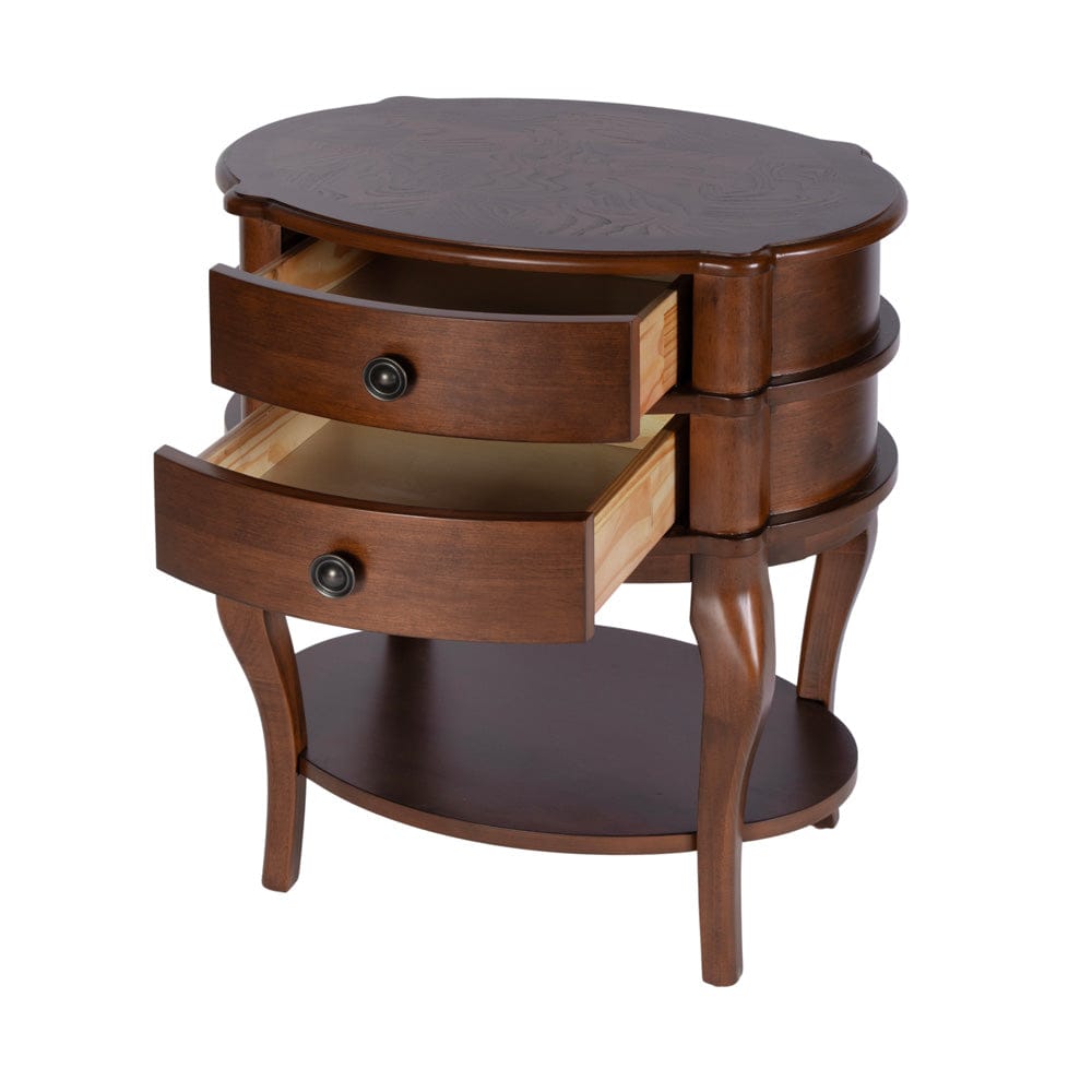 Butler Specialty Company - Ethel 25 in. W Oval Wood 2 Drawer Accent Table w Open Shelf, Brown - 6244024 view 3