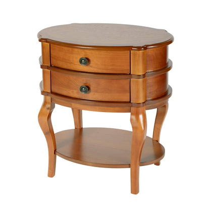 Butler Specialty Company - Ethel 25 in. W Oval Wood 2 Drawer Accent Table w Open Shelf, Light Brown - 6244101 view 1