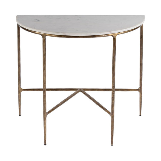 Butler Specialty Company - Evelyn 36.5 in. W Demilune Marble and Iron Console Table, White - 5826389 View 1