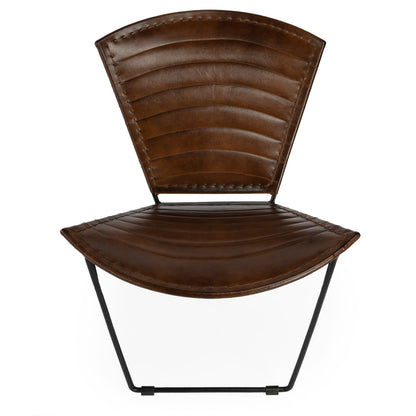 Butler Specialty Company - Felix Iron & Leather Accent Chair, Medium Brown - 6167140_CLOSEOUT