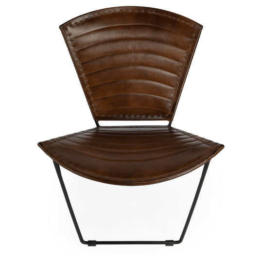 Butler Specialty Company - Felix Iron & Leather Accent Chair, Medium Brown - 6167140_CLOSEOUT