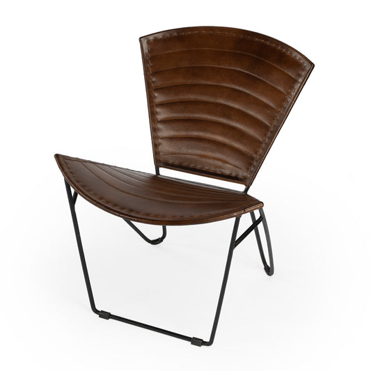 Butler Specialty Company - Felix Iron & Leather Accent Chair, Medium Brown - 6167140_CLOSEOUT