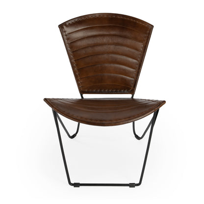 Butler Specialty Company - Felix Iron & Leather Accent Chair, Medium Brown - 6167140_CLOSEOUT