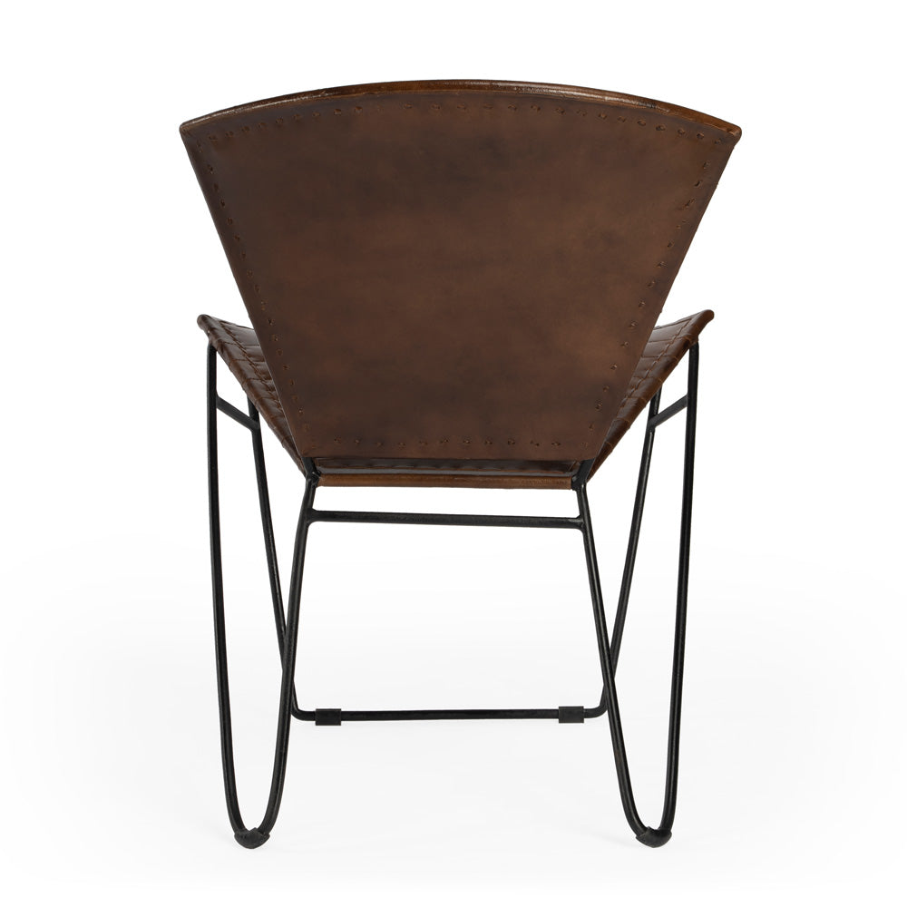 Butler Specialty Company - Felix Iron & Leather Accent Chair, Medium Brown - 6167140_CLOSEOUT