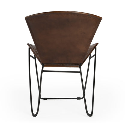 Butler Specialty Company - Felix Iron & Leather Accent Chair, Medium Brown - 6167140_CLOSEOUT