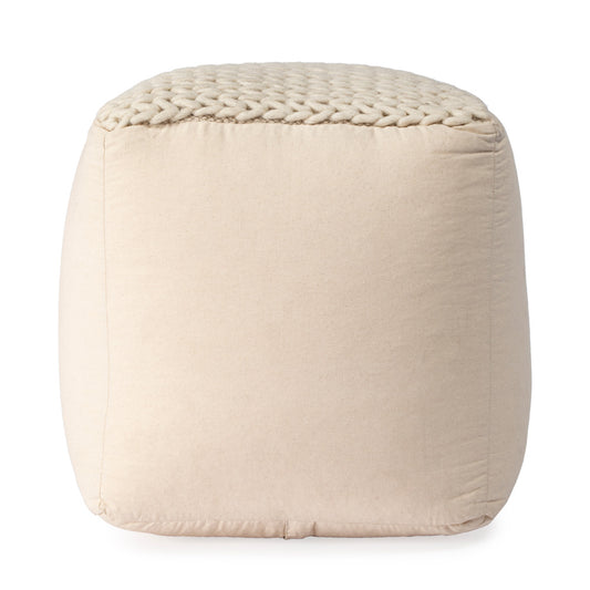 Butler Specialty Company - Fernandos 20 in. W Square Upholstered Woven Pouffe, Cream, Ivory - 5705984