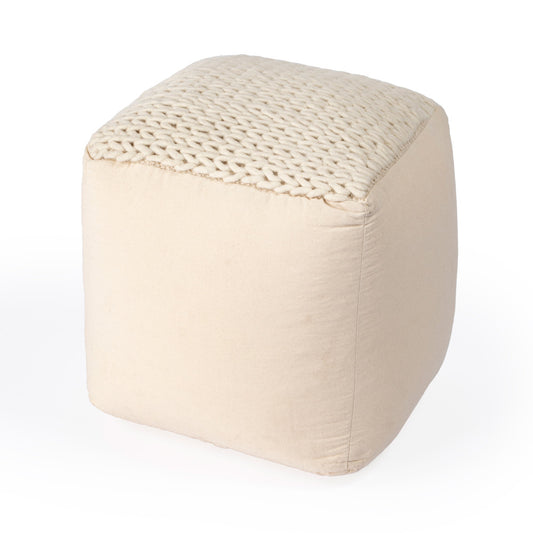 Butler Specialty Company - Fernandos 20 in. W Square Upholstered Woven Pouffe, Cream, Ivory - 5705984