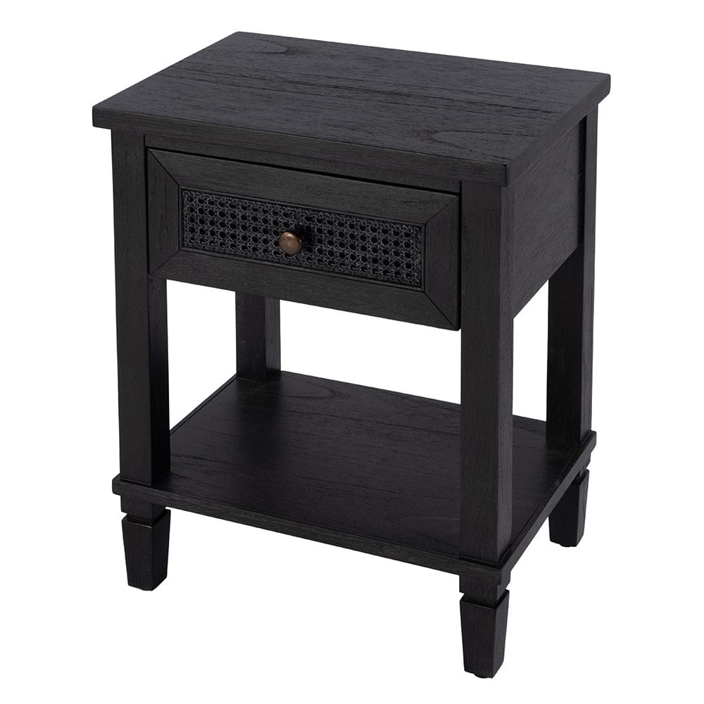 Butler Specialty Company - Flagstaff 20 in. W Rectangular Cane and Wood 1 Drawer Nightstand w Lower Open Shelf, Black - 5758432 View 1