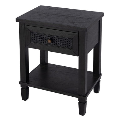 Butler Specialty Company - Flagstaff 20 in. W Rectangular Cane and Wood 1 Drawer Nightstand w Lower Open Shelf, Black - 5758432 View 1