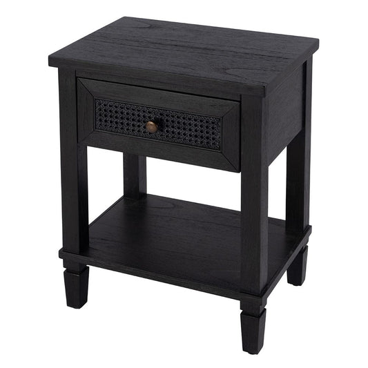 Butler Specialty Company - Flagstaff 20 in. W Rectangular Cane and Wood 1 Drawer Nightstand w Lower Open Shelf, Black - 5758432 View 1