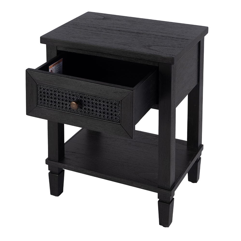 Butler Specialty Company - Flagstaff 20 in. W Rectangular Cane and Wood 1 Drawer Nightstand w Lower Open Shelf, Black - 5758432 View 2