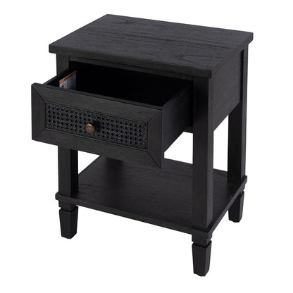 Butler Specialty Company - Flagstaff 20 in. W Rectangular Cane and Wood 1 Drawer Nightstand w Lower Open Shelf, Black - 5758432 View 2