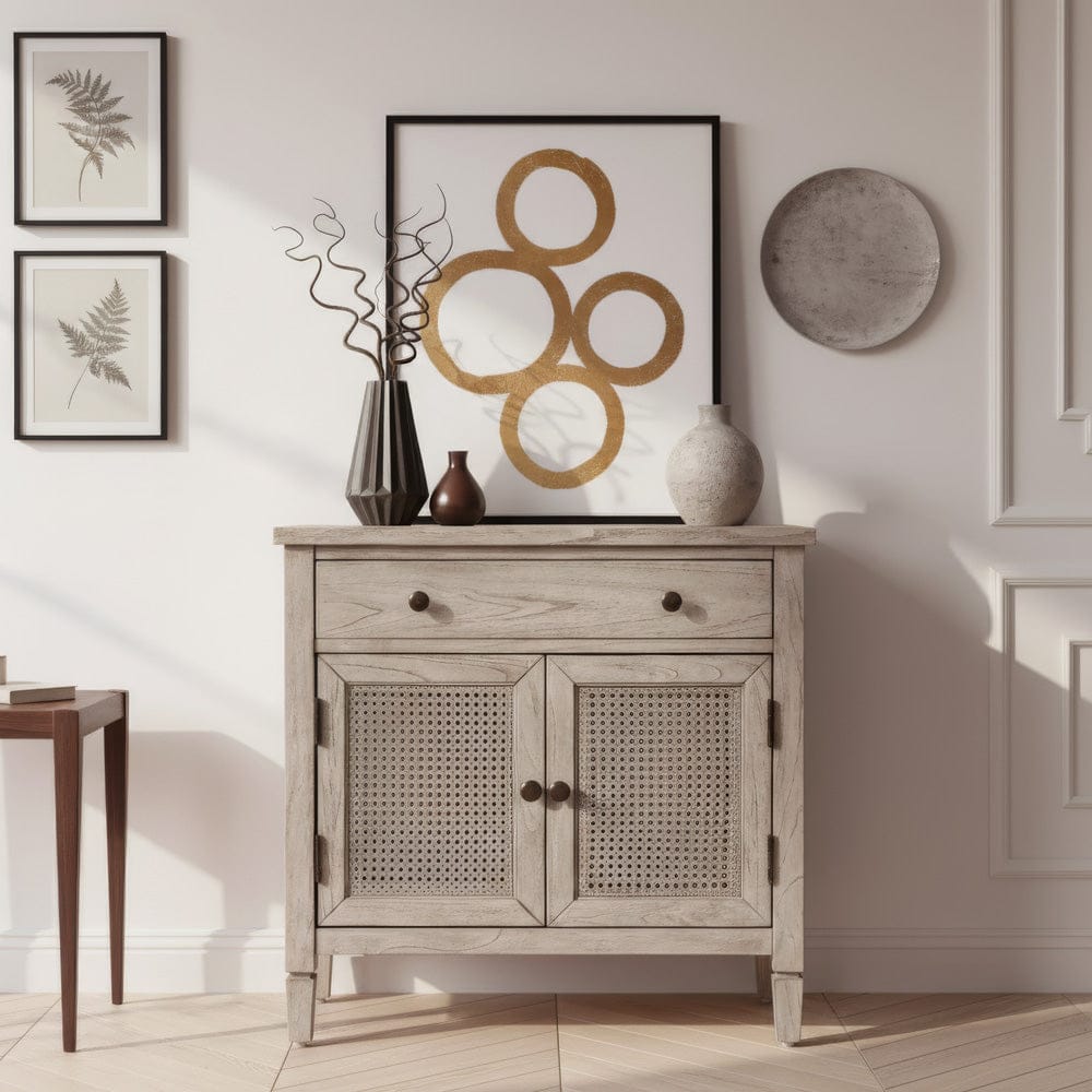 Butler Specialty Company - Flagstaff 30 in. W Rectangular Cane 1 Drawer-2 Door Accent Chest, Gray - 6263449 view 2