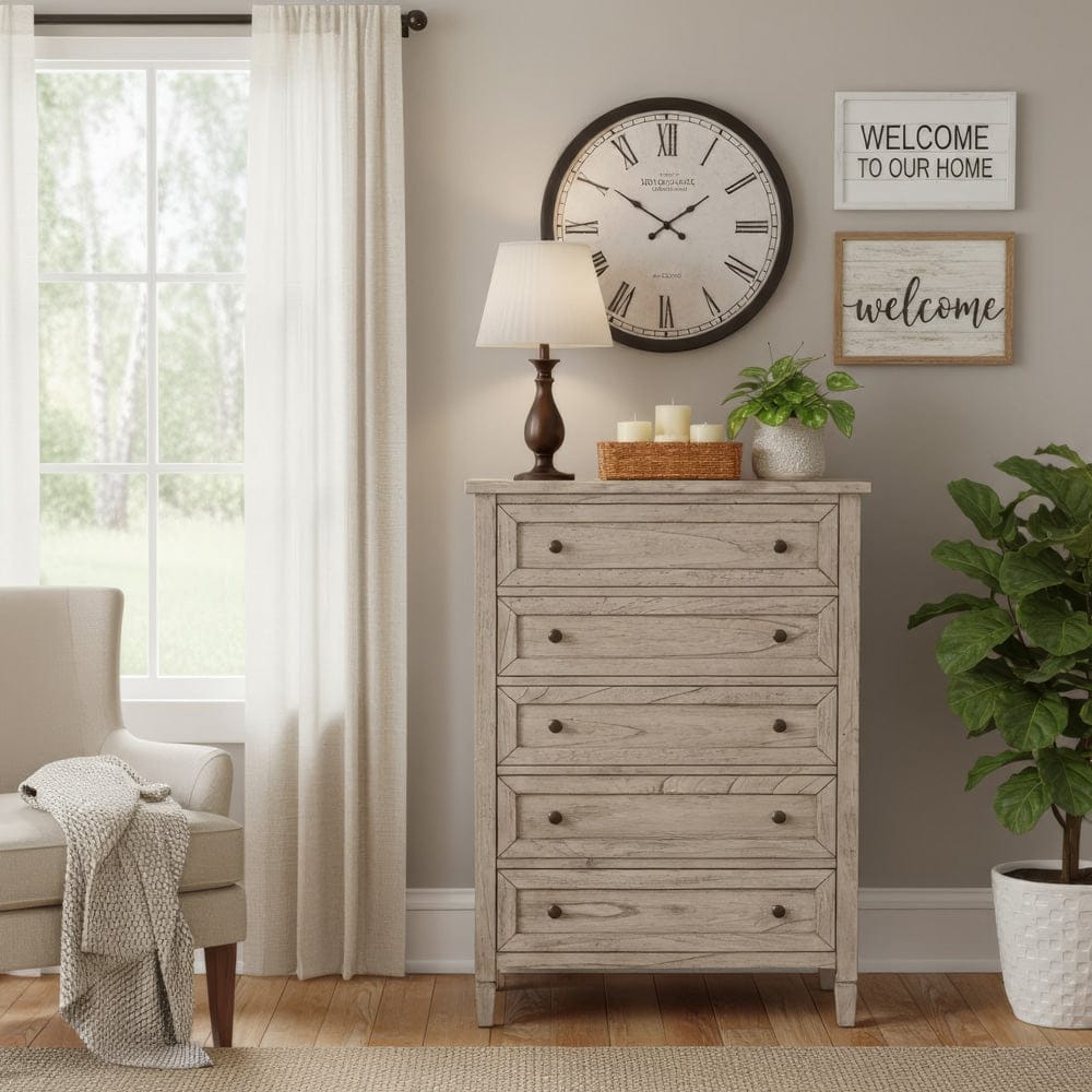 Butler Specialty Company - Flagstaff 32 in. W Rectangular Wood 5 Drawer Chest, Gray - 6262449 view 2
