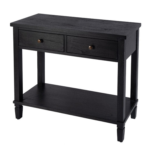 Butler Specialty Company - Flagstaff 36 in. W Rectangular Wood 2 Drawer Console Table w Lower Open Shelf, Black - 5729432 View 1