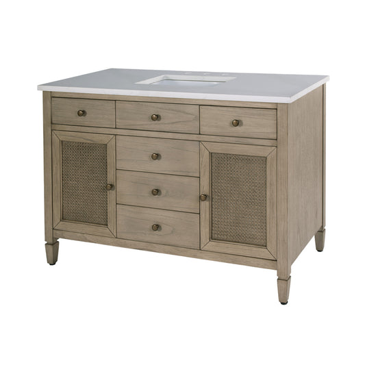 Butler Specialty Company - Flagstaff 48 in W. Wood & Quartz 5 Drawer Single Sink Bathroom Vanity, Beige - 5989449 view 1