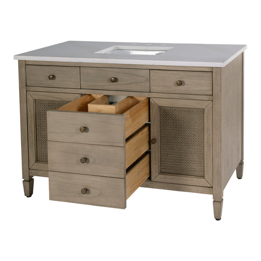 Butler Specialty Company - Flagstaff 48 in W. Wood & Quartz 5 Drawer Single Sink Bathroom Vanity, Beige - 5989449 view 2