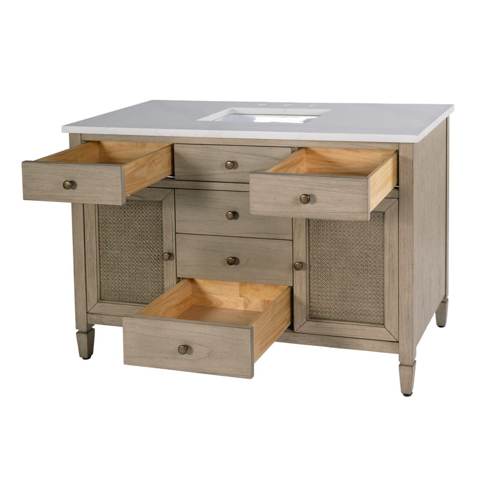 Butler Specialty Company - Flagstaff 48 in W. Wood & Quartz 5 Drawer Single Sink Bathroom Vanity, Beige - 5989449 view 3
