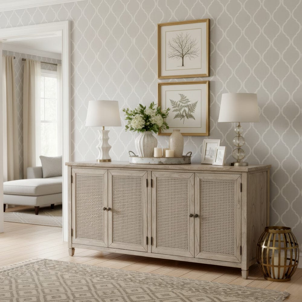 Butler Specialty Company - Flagstaff 70 in. W Rectangular Cane 4 Door Sideboard, Gray - 6264449 view 2