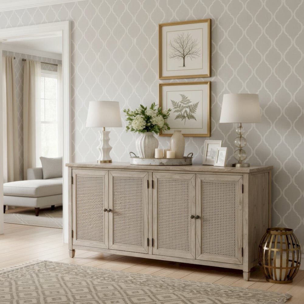 Butler Specialty Company - Flagstaff 70 in. W Rectangular Cane 4 Door Sideboard, Gray - 6264449 view 5