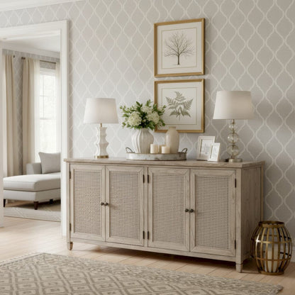 Butler Specialty Company - Flagstaff 70 in. W Rectangular Cane 4 Door Sideboard, Gray - 6264449 view 5