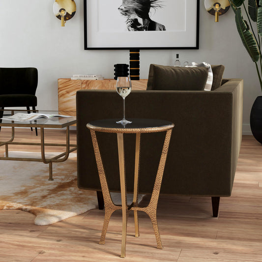 Butler Specialty Company - Flavio 16 in. Round Stone & Metal Side Table, Multi-Color - 4418226