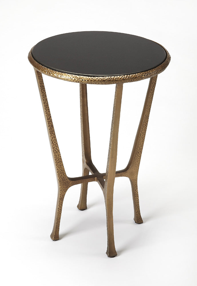 Butler Specialty Company - Flavio 16 in. Round Stone & Metal Side Table, Multi-Color - 4418226