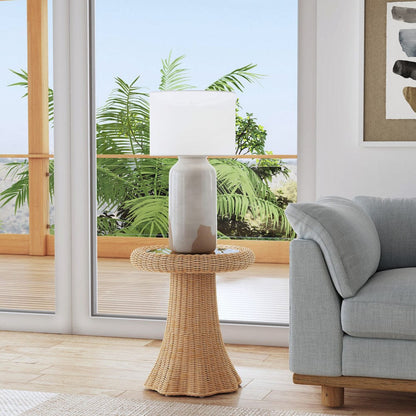 Butler Specialty Company - Flora 22 in. Round Glass Top & Rattan Scalloped End table, Light Brown - 9759404 view 5