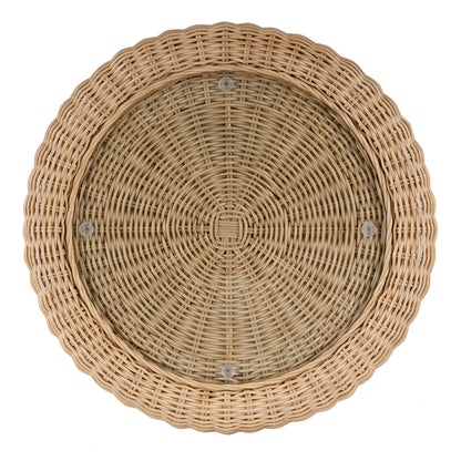 Butler Specialty Company - Flora 22 in. Round Glass Top & Rattan Scalloped End table, Light Brown - 9759404