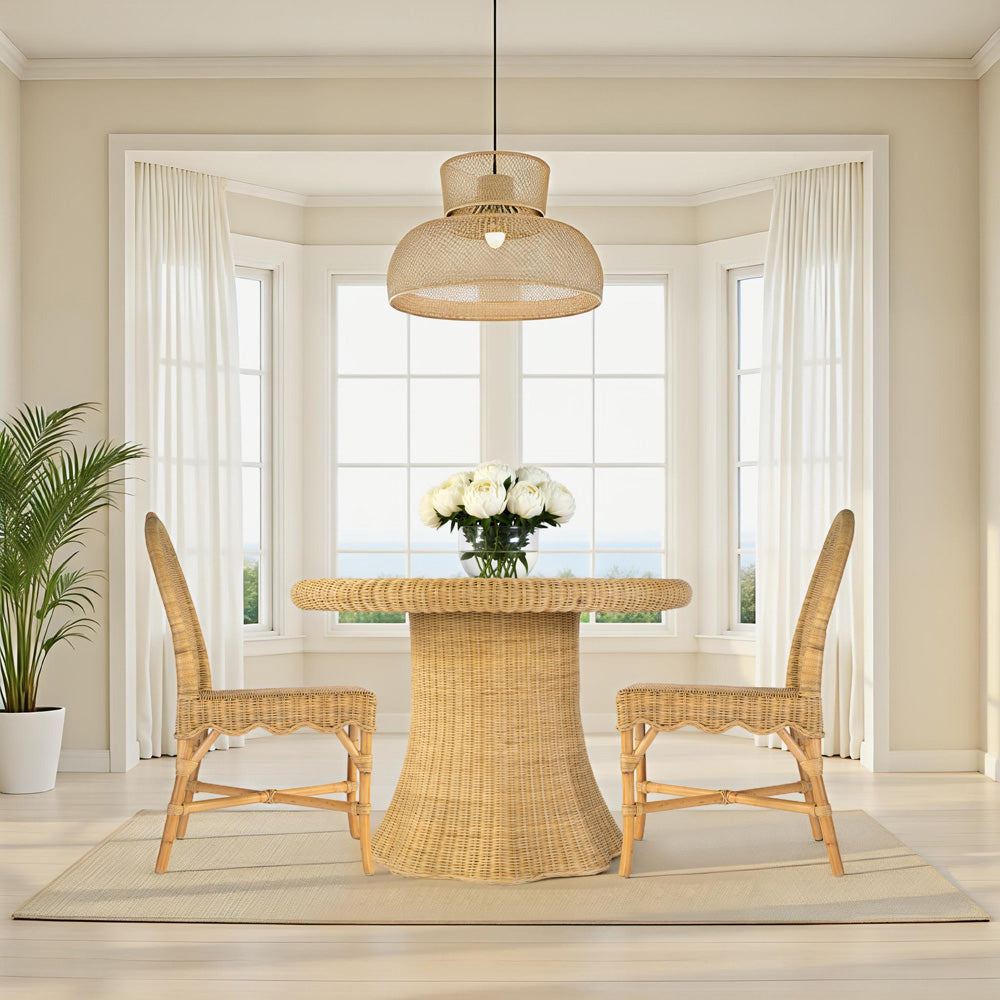 Butler Specialty Company - Flora 42 in. W Round Rattan Dining Table w Glass Top, Natural - 5979404 view 4