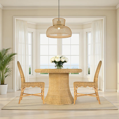 Butler Specialty Company - Flora 42 in. W Round Rattan Dining Table w Glass Top, Natural - 5979404 view 4