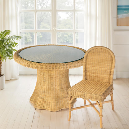 Butler Specialty Company - Flora 42 in. W Round Rattan Dining Table w Glass Top, Natural - 5979404 view 5