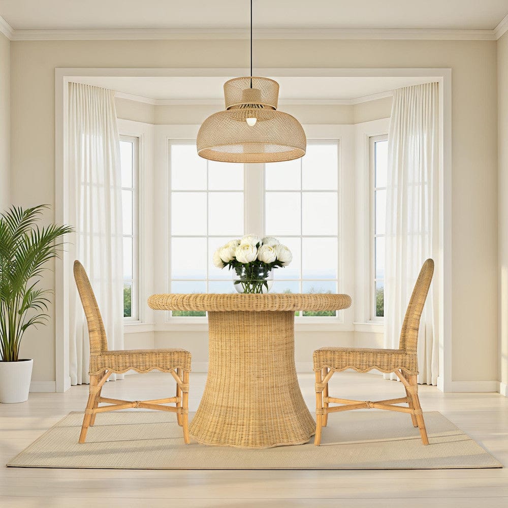 Butler Specialty Company - Flora 42 in. W Round Rattan Dining Table w Glass Top, Natural - 5979404 view 6