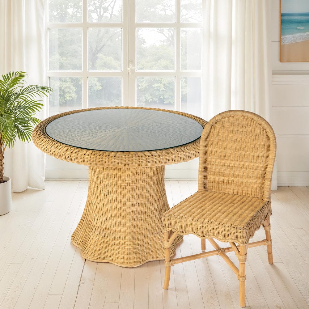 Butler Specialty Company - Flora 42 in. W Round Rattan Dining Table w Glass Top, Natural - 5979404 view 7