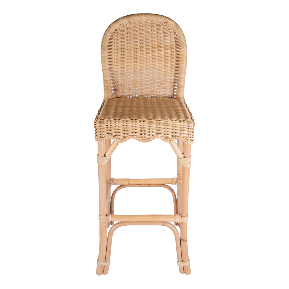 Butler Specialty Company - Flora Rattan 30" Scalloped Edge Bar Stool, Light Brown - 9763404 View 2