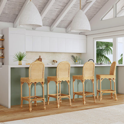 Butler Specialty Company - Flora Rattan 30" Scalloped Edge Bar Stool, Light Brown - 9763404 View 5