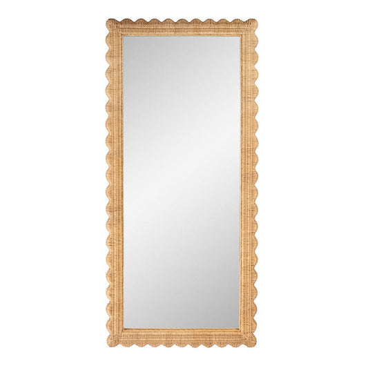 Butler Specialty Company - Flora Scalloped  Rattan Floor Mirror, Light Brown - 9766404 View 1