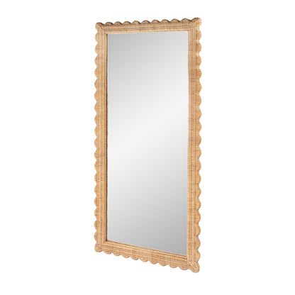 Butler Specialty Company - Flora Scalloped  Rattan Floor Mirror, Light Brown - 9766404 View 2